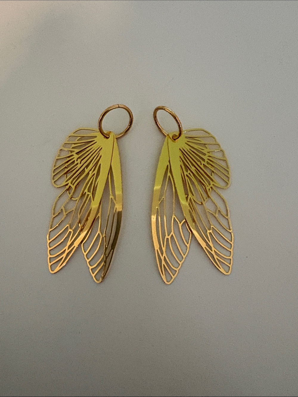 Gold Layered Wing Drop hoop Earrings - Lightweight Elegant Design